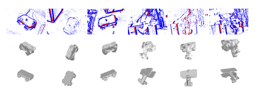 E3D reconstruction results on synthetic and real event sequences