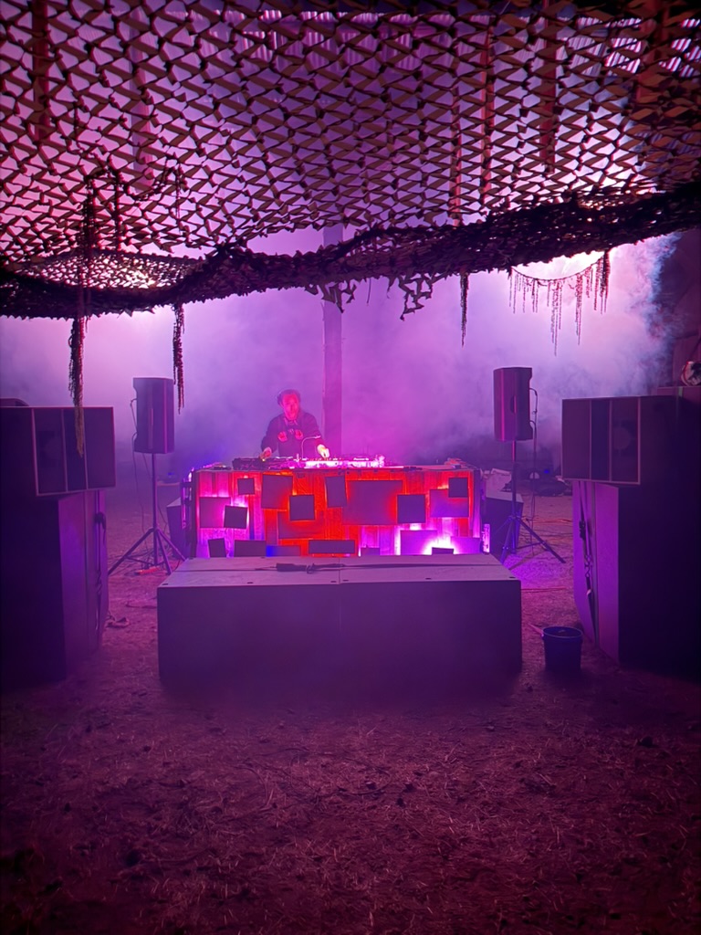 The stage lit up in action at the festival